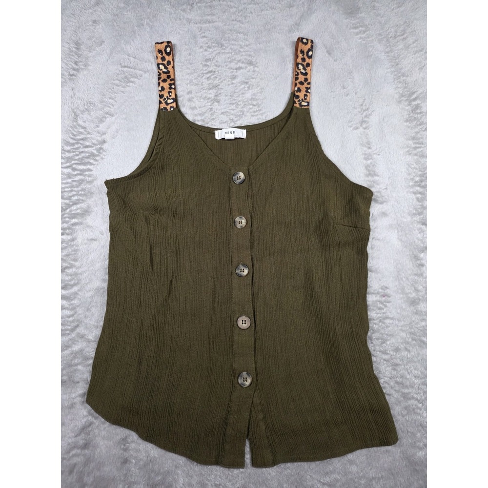 Mine Tank Top Womens Large Forest Green Leopard‎ Straps